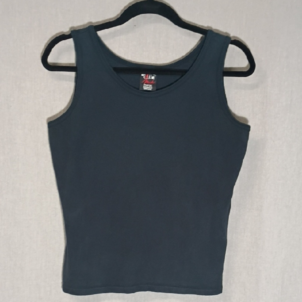 Mishi Size M Black Sleeveless 100% Cotton Heavyweight Top Made In USA